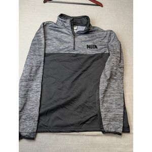 NRA Mens XL 1/4 Zip Pullover Gray Black Space Dye Performance Sleeve Pocket‎ Top